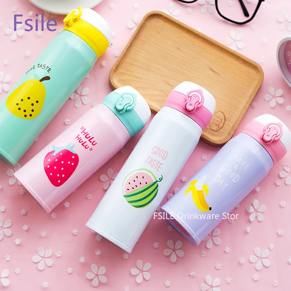 FSILE фруктовая прыгающая Крышка Кружка из нержавеющей стали для студентов