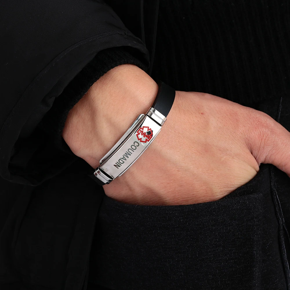 Женские и мужские браслеты из силикона нержавеющей стали с медицинским