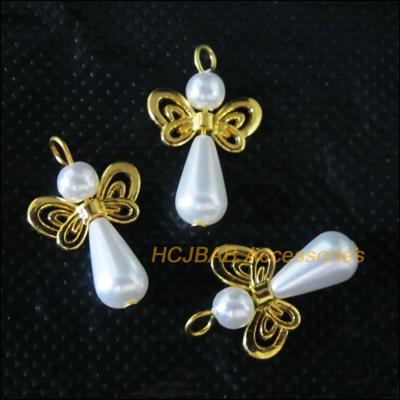 15 шт. цвета: золотистый Цвет Крылья белые бусины Танцы амулеты ангелы Подвески