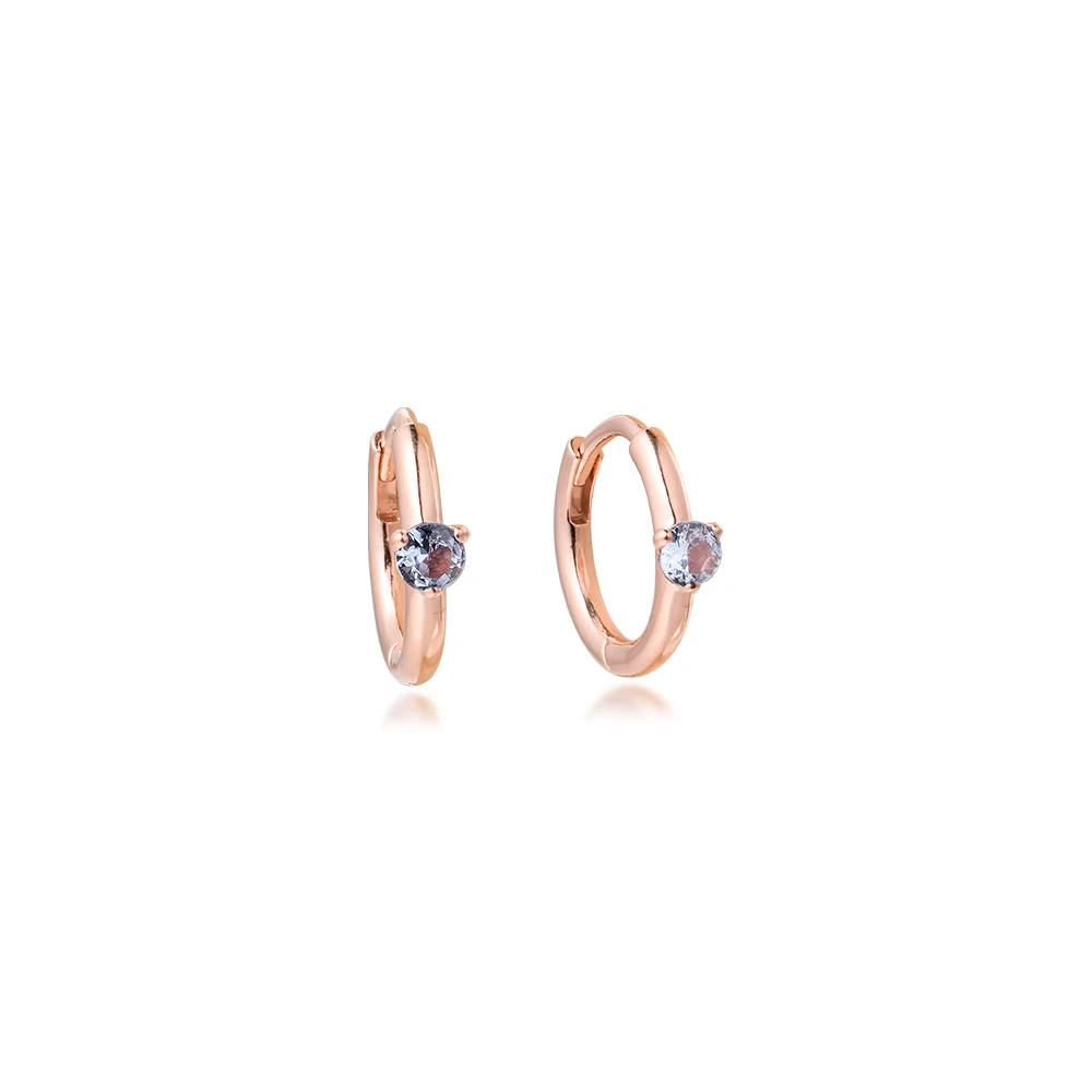 

Sparkling 2021 Hoop Earrings Fashion Round Shape Design Rose Golden Women Earrings Light Blue Solitaire Huggie Hoop Earrings