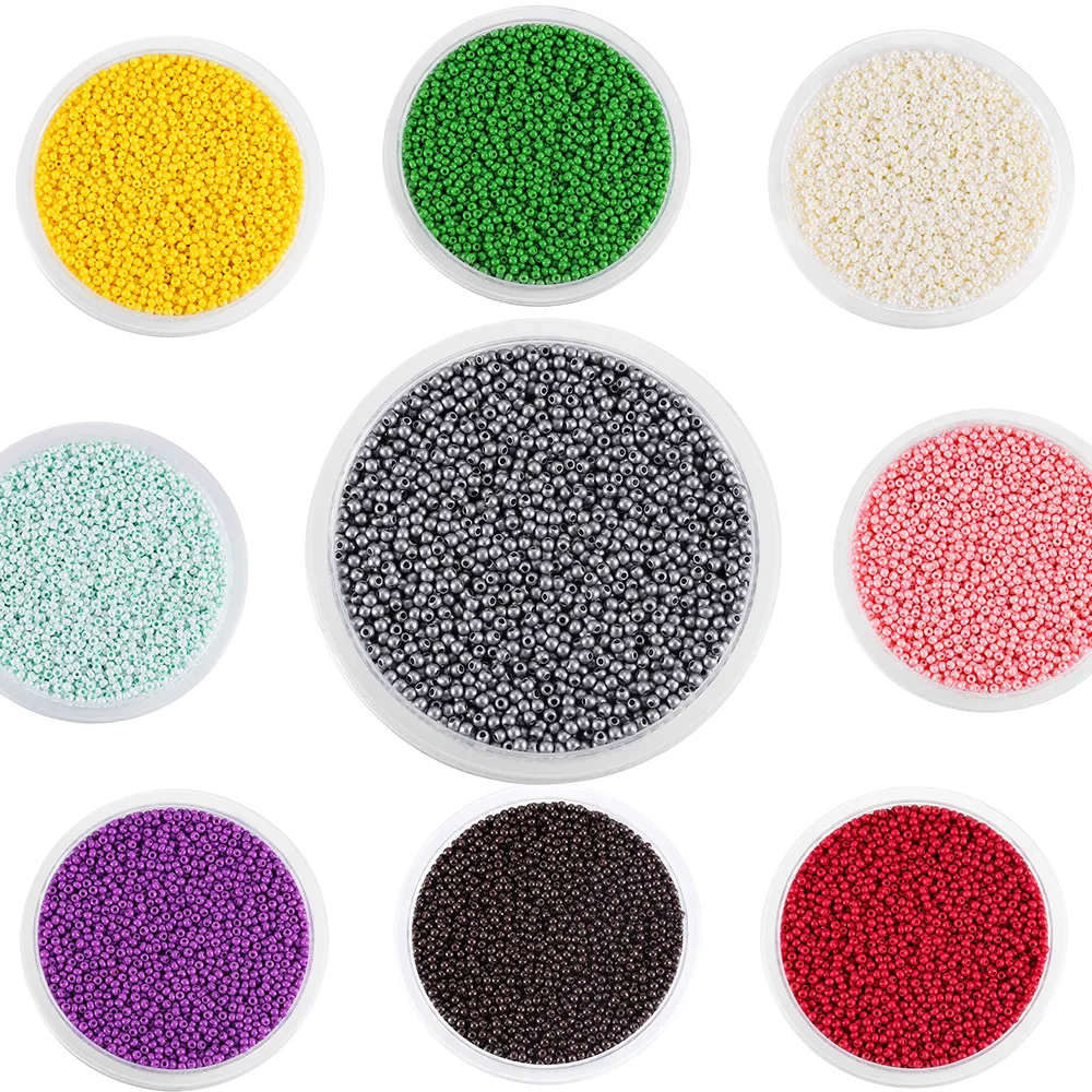 1000/1800Pcs 2mm Beads Czech Glass Seed Beads Small Round Loose Bead for DIY Earrings Bracelet Jewelry Making Accessories