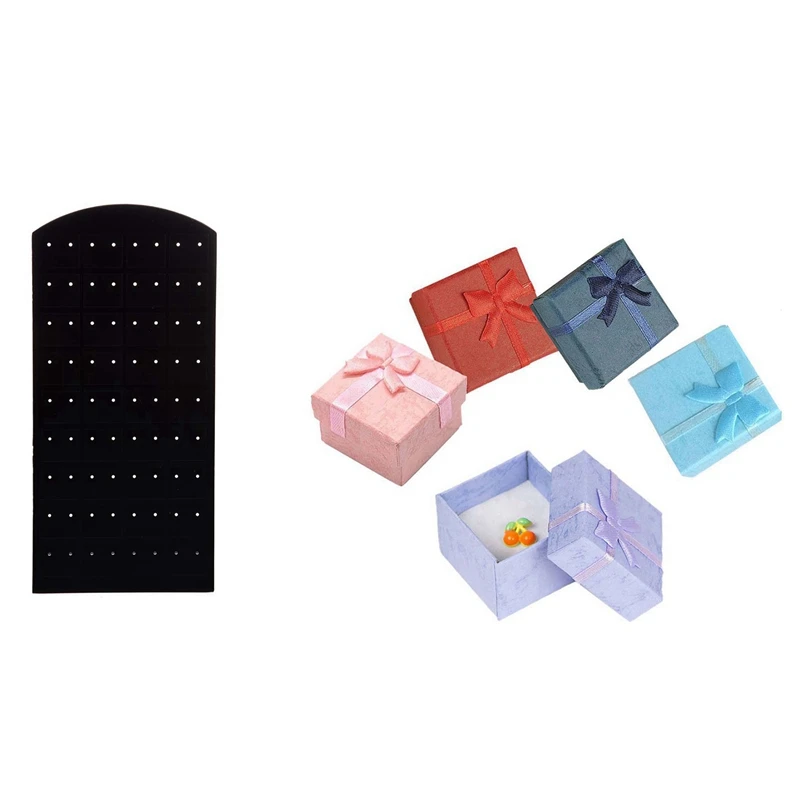 

1 пластиковый держатель для сережек-гвоздиков и 5 шт. бумажных пакетов, бант, ювелирные изделия, ожерелье, браслет, серьги, кольцо, Подарочная ...