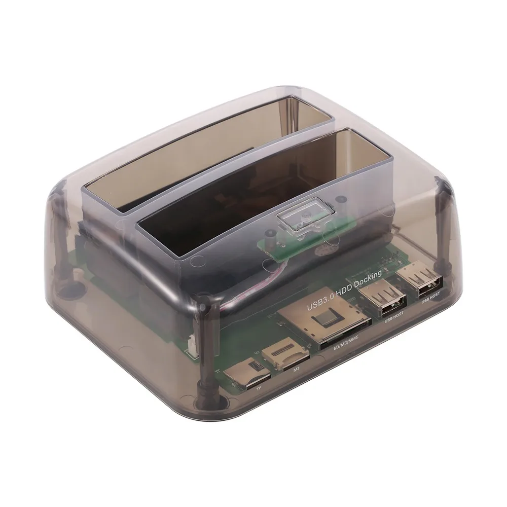 Прозрачная док станция USB 3 0 для SATA IDE Dual Bay 2 5 &quot/3 5&quot с TF M2 SD кардридером и портами