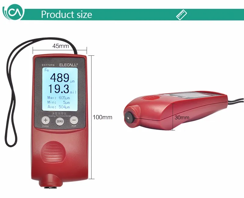 

EC772FN Digital Thickness Gauge Coating Meter Width Measuring Instrument Paint Electroplated Coating Thickness Measure