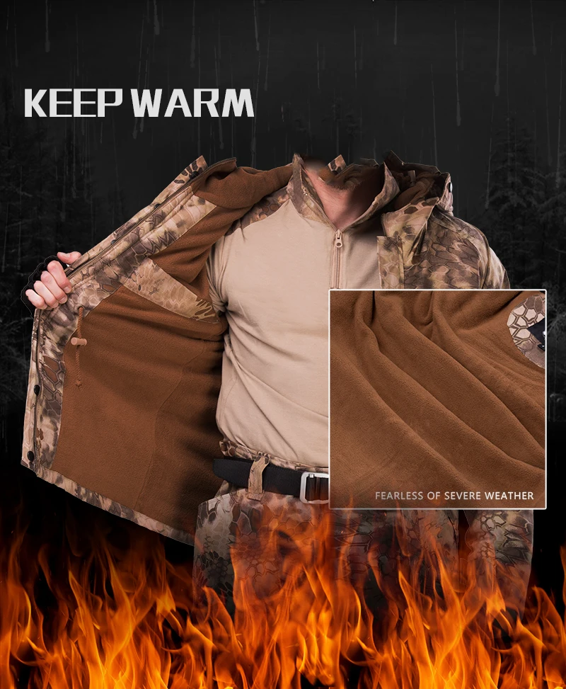 

Men Tactical Military Uniform Windproof Windbreaker Outdoor Jackets Hiking Jacket Men Fleece Camouflage Hunting Clothes