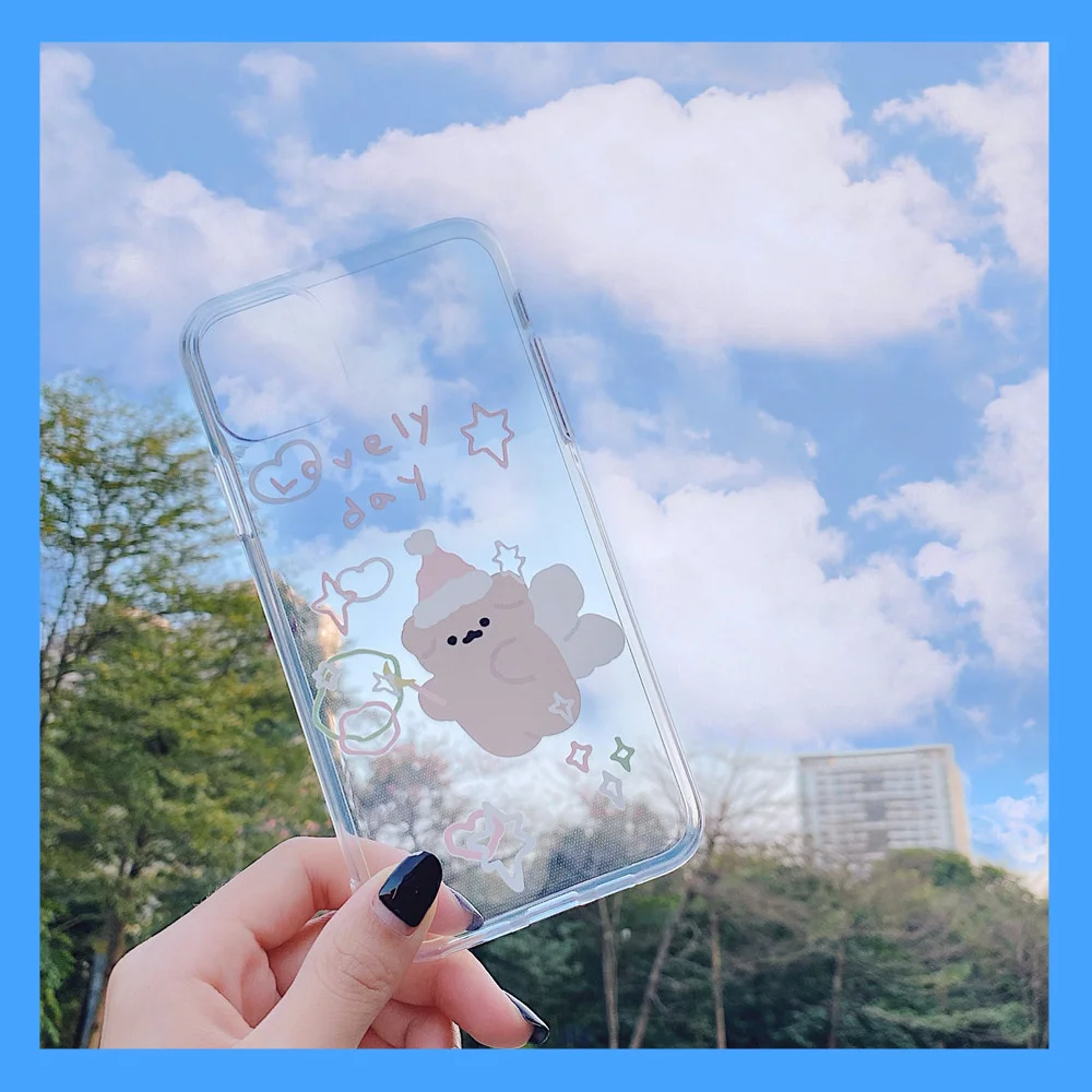 Чехол для телефона корейский милый ангел медведь английский письмо iPhone SE 2020 11 Pro Xs