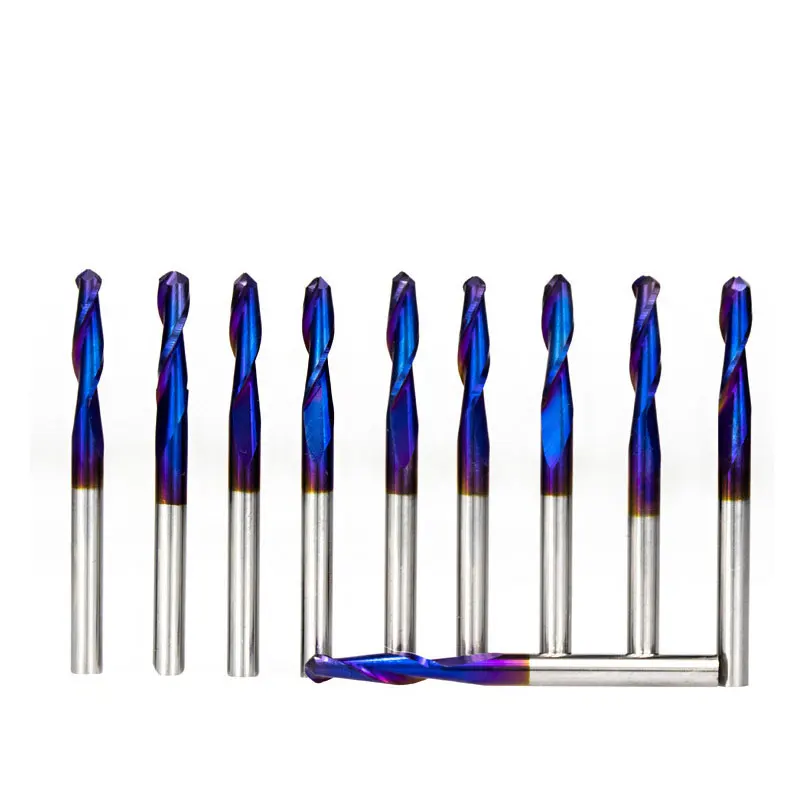 

10pcs/Lot 3.175mm Tungsten Steel Engraving Cutter Double-Edged Spiral Ball End Mill Set for CNC Accessories Milling Dril Bit