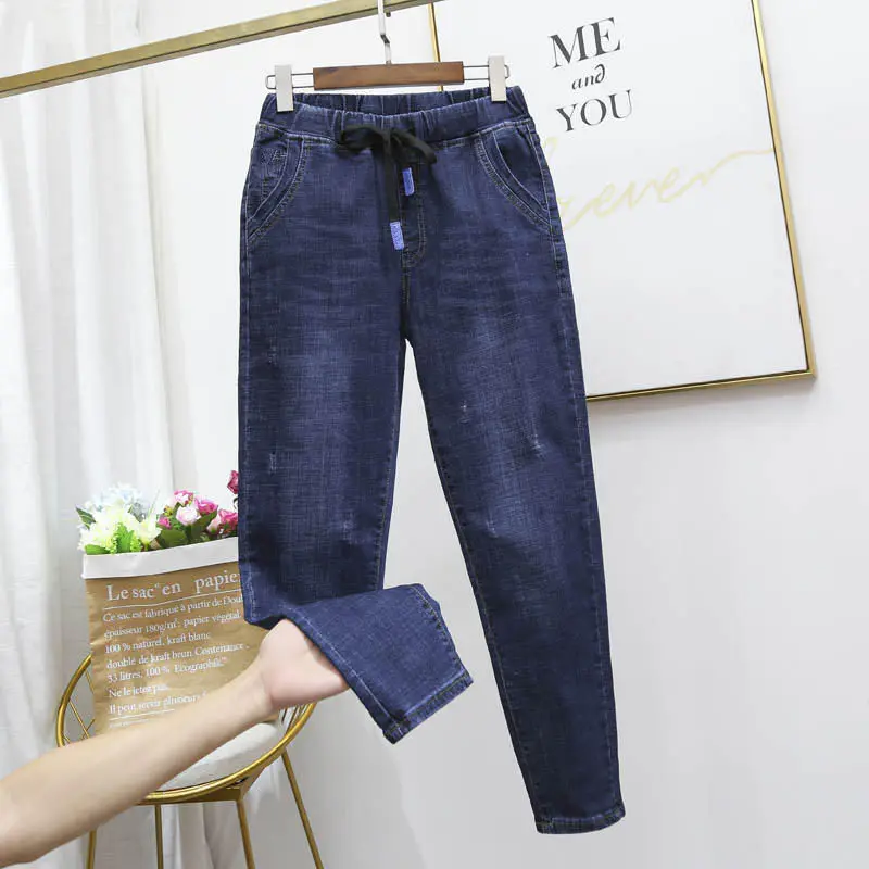 Женские винтажные джинсы с высокой талией свободные эластичные шаровары из