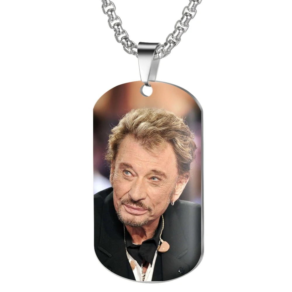 O Ожерелье с подвеской от Jonny Hallyday, персонализированное цветное фото ожерелье s для женщин и мужчин, ювелирные изделия из нержавеющей стали - Окраска металла: O