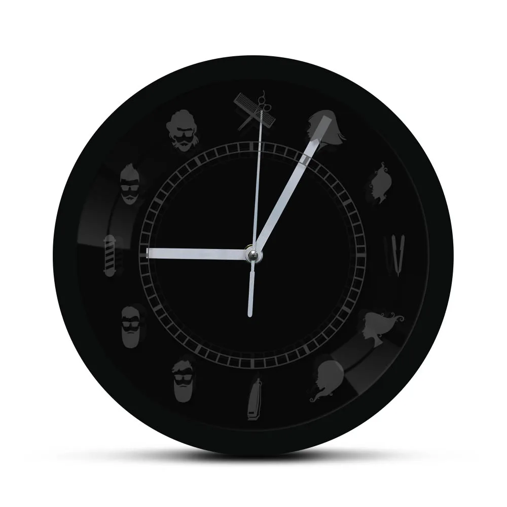 Hairdresser Beauty Salon Illuminated Wall Clock Barber Shop Vintage Design Atmosphere Lighted LED Backlight Business Sign | Дом и сад