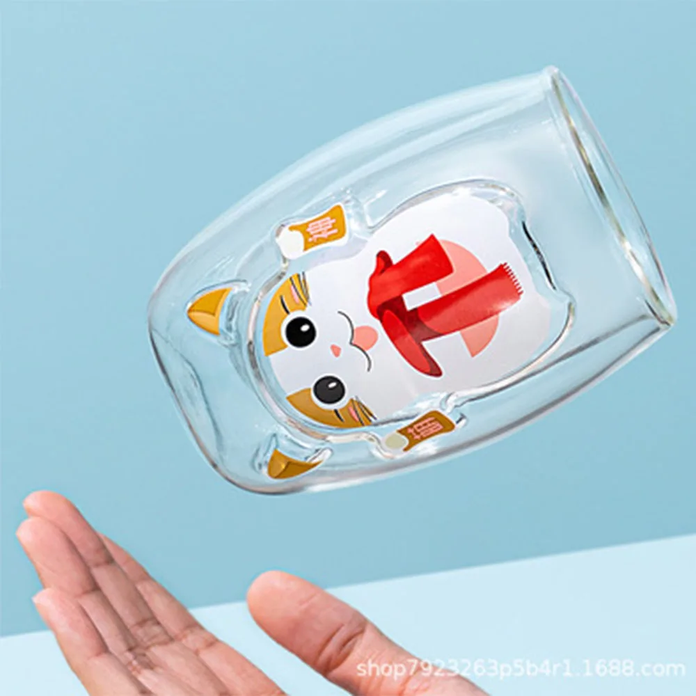 Креативная чашка ручной работы двойная стеклянная Шиба-ину милая мультяшная
