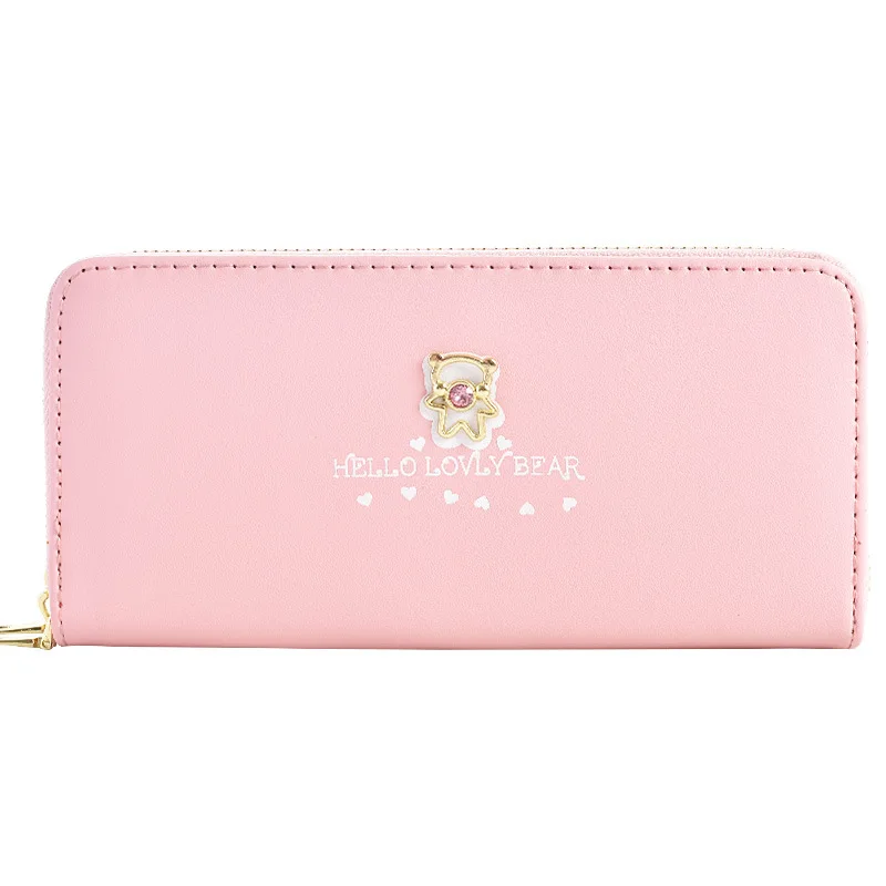 

Fashion Women Wallet Cute cartoon bear Wrist Handle Phone Case Long Money Pocket Pouch Handbag Women's Purse Card Holders