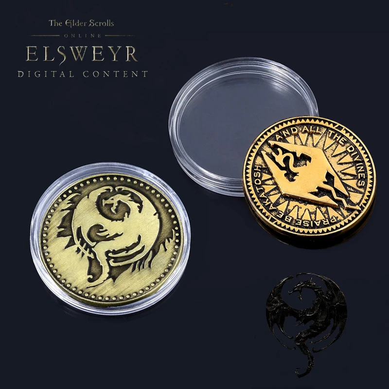 Брелок Elsweyr с монетами для пожилых людей онлайн логотип Drago Древний бронзовый
