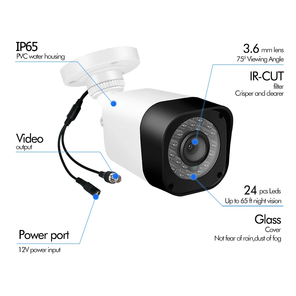 

Pripaso AHD Analog Camera HD 1080P Bullet CCTV Camera Security System 2.0MP Outdoor Waterproof Night Vision Surveillance