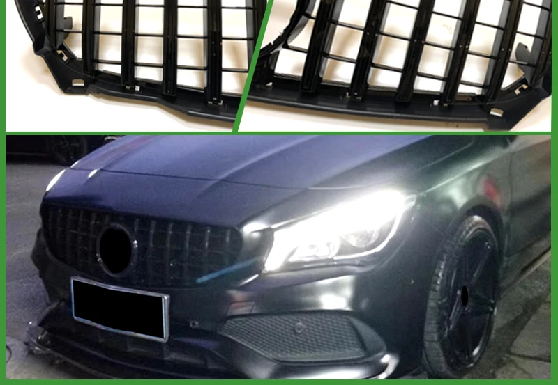 Для Mercedes X117 C117 W117 CLA спортивный передний бампер решетка гриль грили GTS стиль ABS глянец Черный прямой 1:1 замена-18
