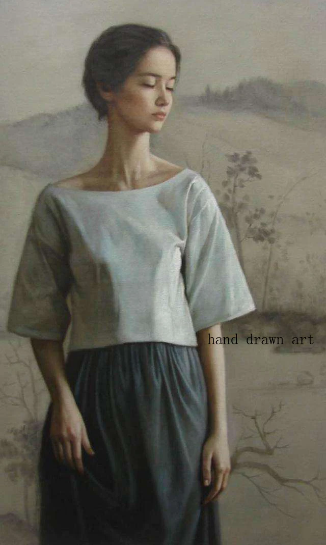 Perfect hand-painting on canvas by old painter: glamour art woman elegant intellectual girl | Дом и сад