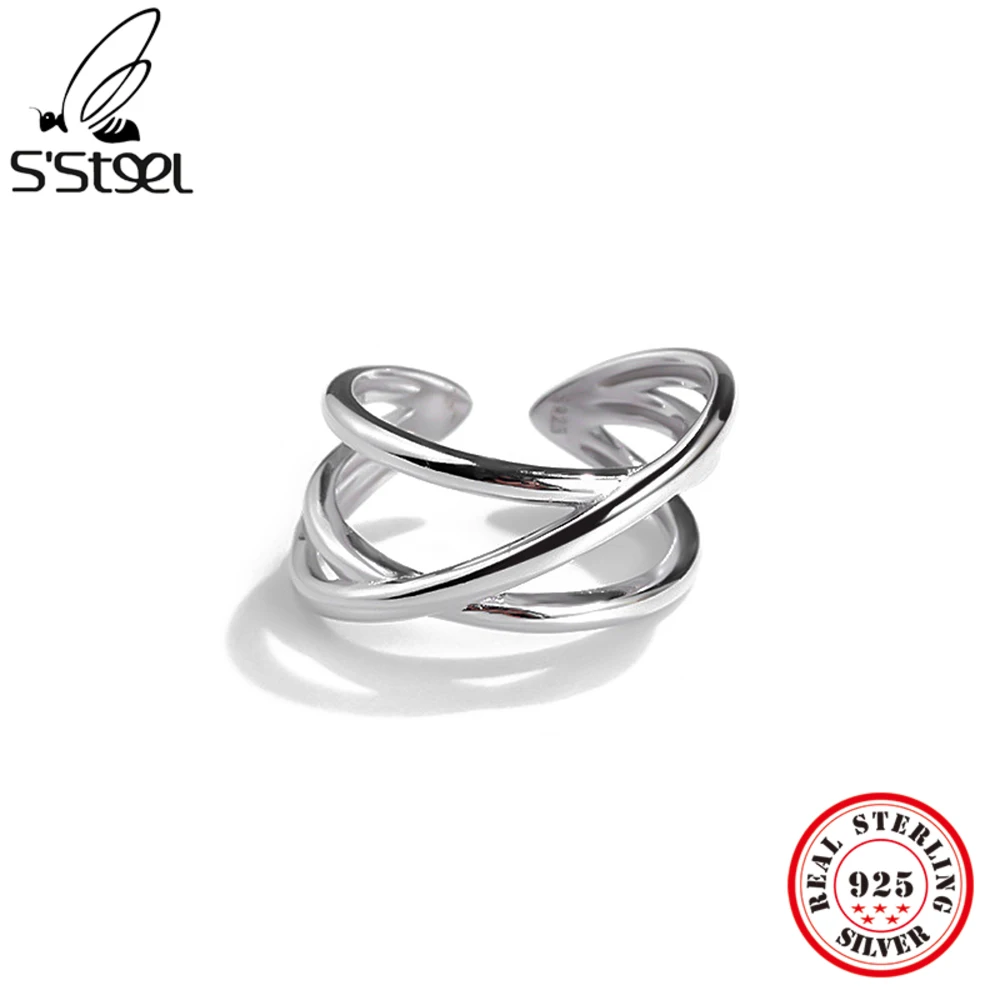 

S'STEEL геометрические минималистичные кольца эстетика для Для женщин стерлингового серебра 925 дизайнерские регулируемые кольца 2021 трендовые...