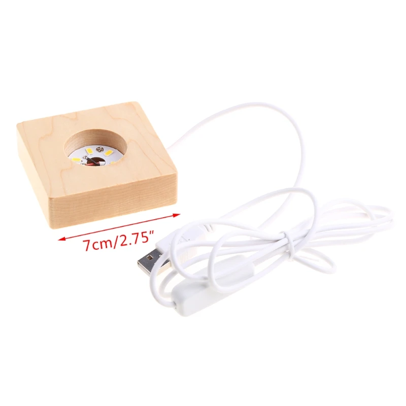 

Hot Selling LED Night Light Wooden Square Base Display Stand For Crystal Glass Ball Lighting Accessories Decoration