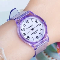 wokai high quality casual women silicone jelly quartz watch women lovely transparent eco friendly candy student clock
