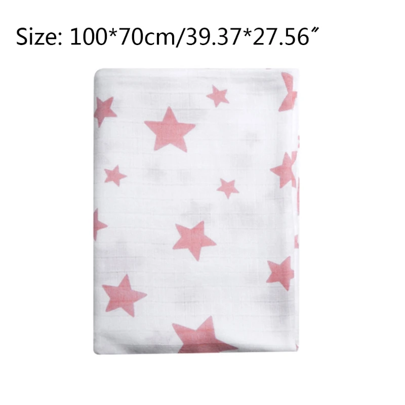 

100x70cm Baby Muslin Receiving Blanket Infants Stars Pattern Swaddling Wrap Gift