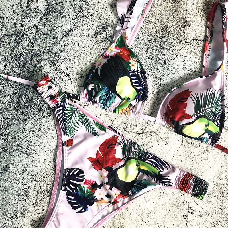 

2020 New Bikini Swimsuit Sexy Solid Color Printed Bikini Swimsuit