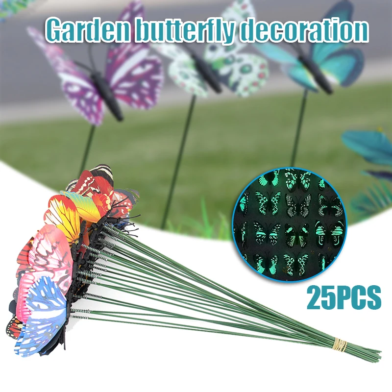 

3d светящийся цветочный горшок с бабочками ручной работы, поделки, уличное украшение для сада, двора, украшение для сада, уличное украшение