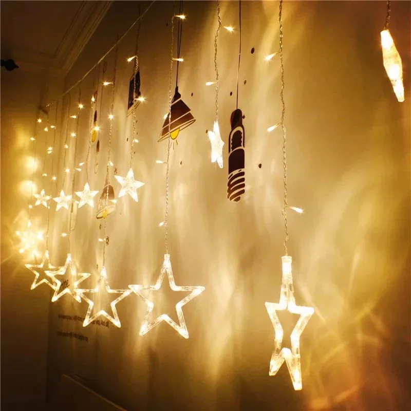 Star String Lights Led Garland Fairy Curtain Light Outdoor Indoor for Bedroom Home Party Holiday Wedding Ramadan Decor 2.5M |
