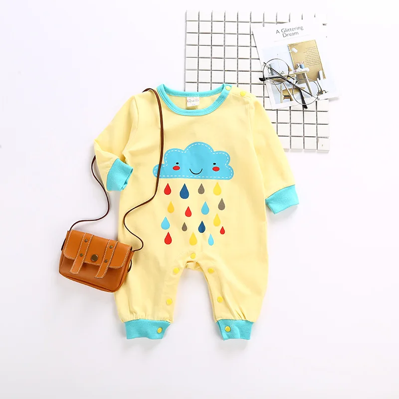 Комбинезон для новорожденных мальчиков и девочек осенняя одежда из хлопка с