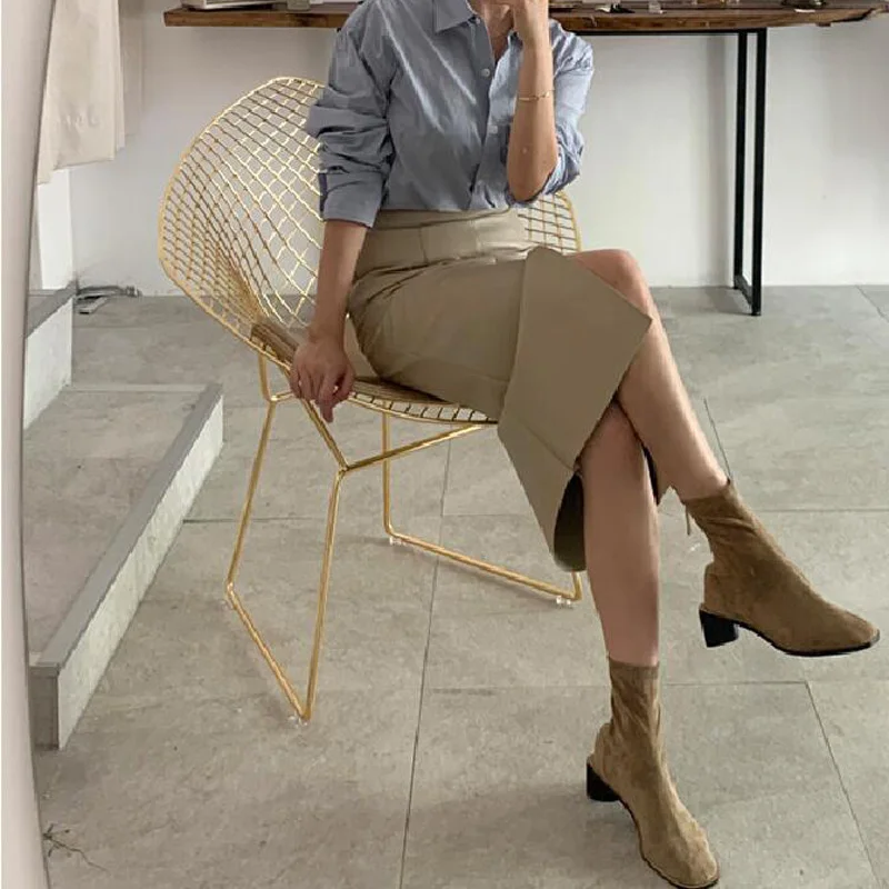 Autumn and winter women's skirt casual solid color faux leather | Женская одежда