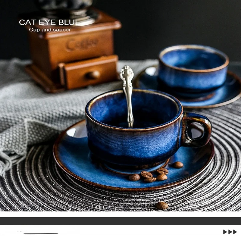 Набор кофейных чашек ретро из глины ЛУОКИНГ, молочная и водная кружки, завтрак чашки, творческие ручной работы керамические чашки с блюдцем, домашнее посуда на стол.