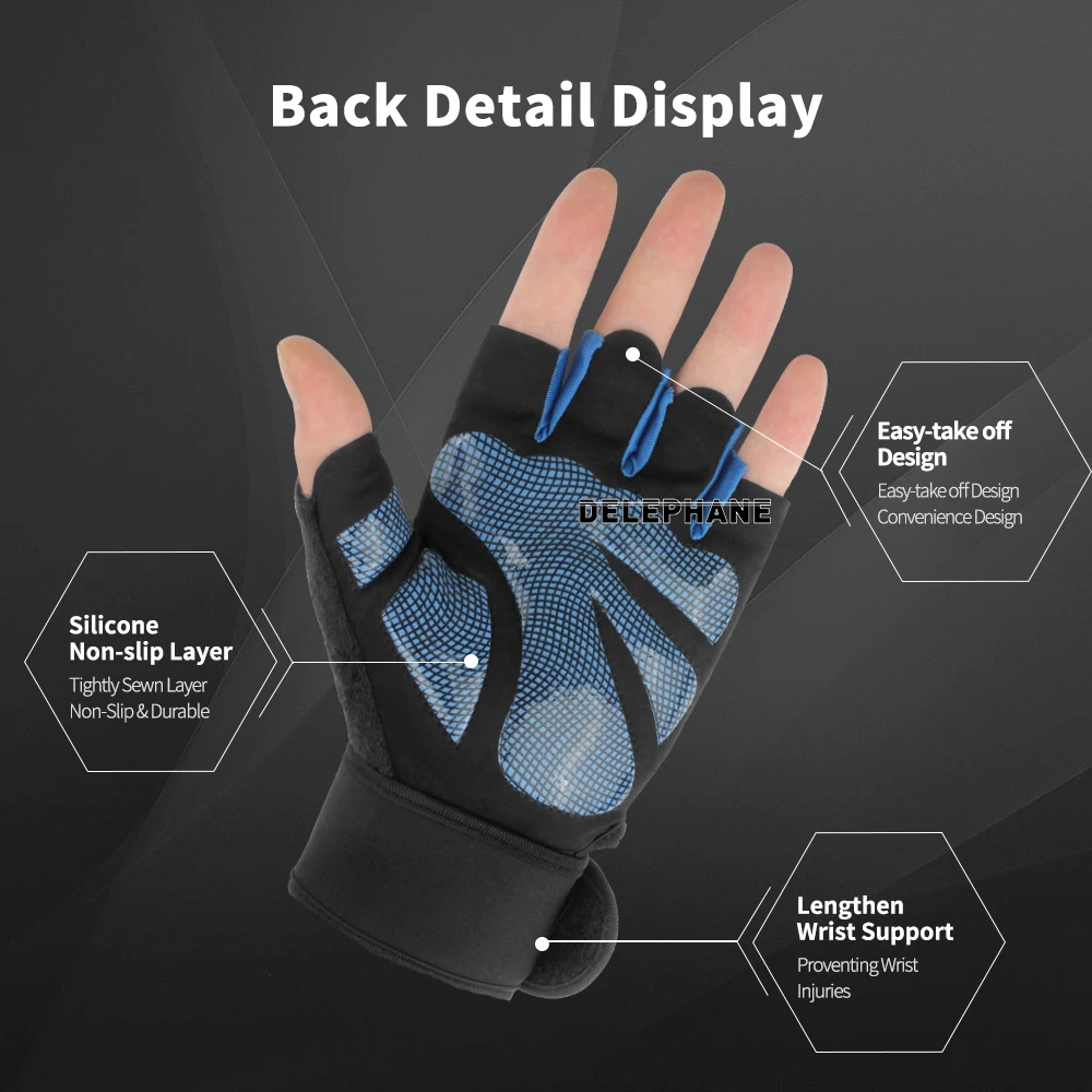 

Sports Fingerless Gloves Breathable Anti-Skid Gym Gloves Man Black Wrist Support Woman Motorbike Gloves Summer Motorcycle