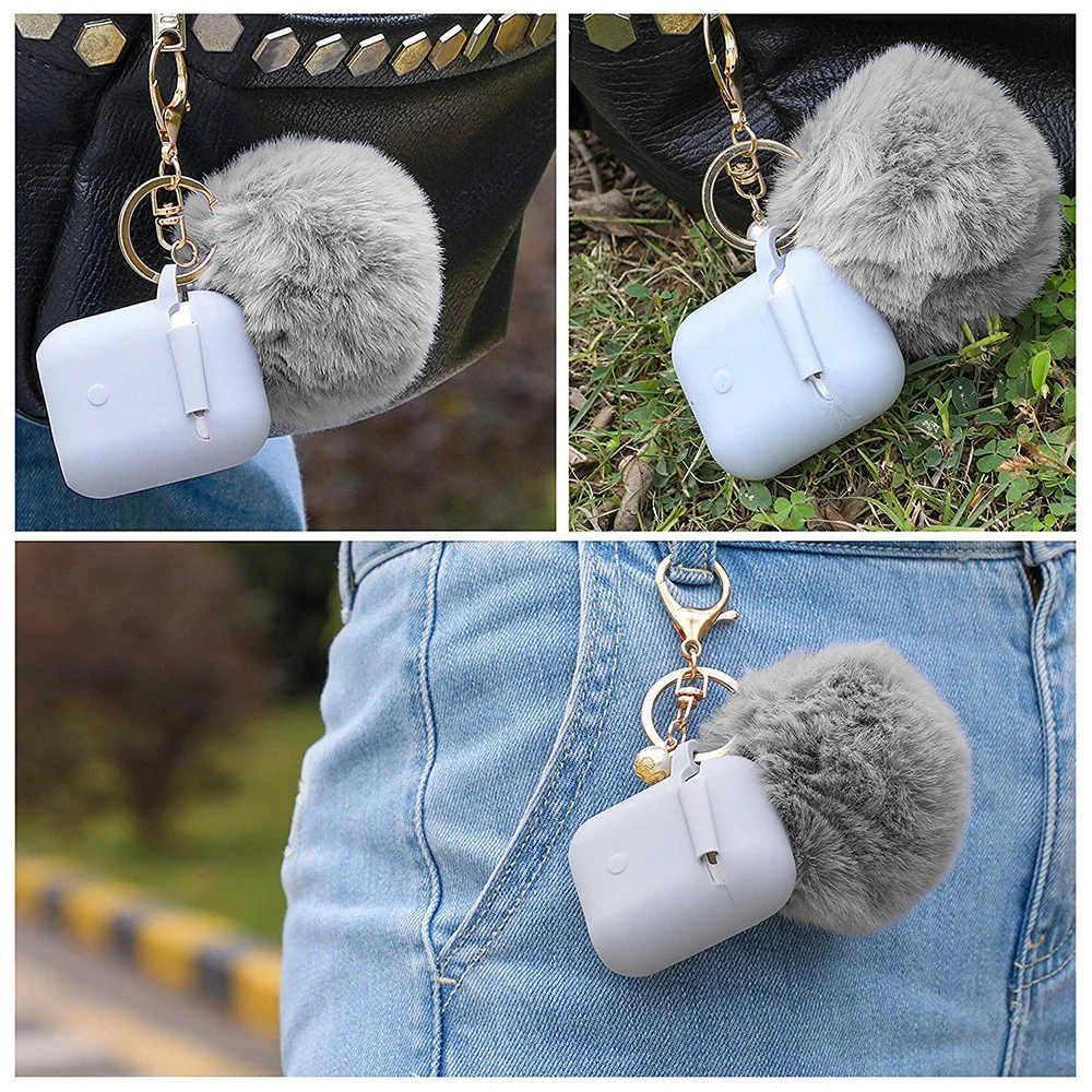 

Protective Case Multi with Lost-proof and Keychain Hooks Lovely Hair Ball Silicone Bluetooth Earphone for Airpods 1 2 3 Pro Case