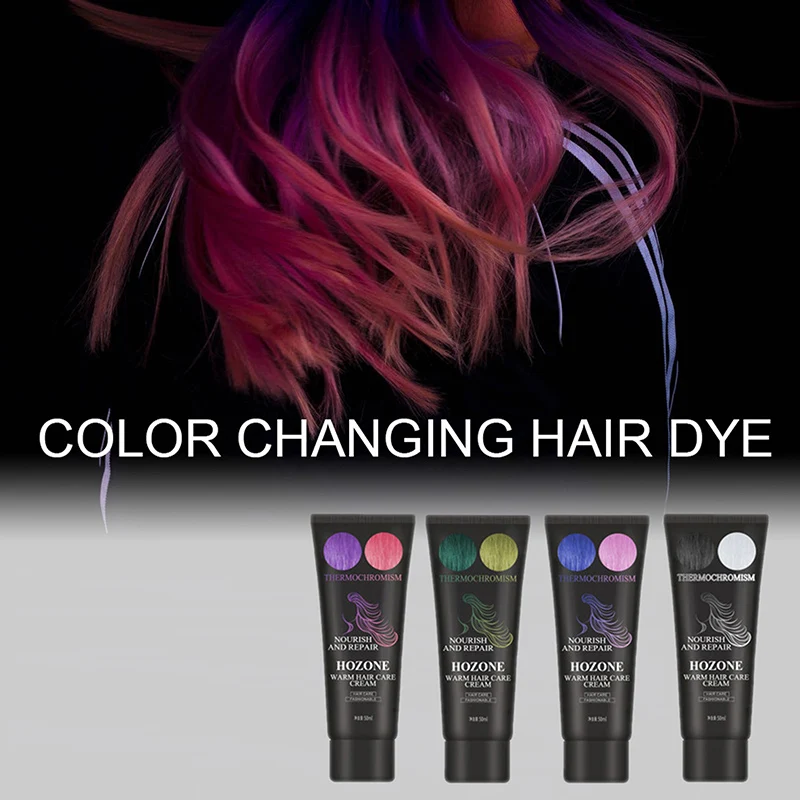 

Термохромная меняющая цвет краска чудо-краска для волос Русалка краска для серых волос крем с термочувствительностью смещение цвета волос ...