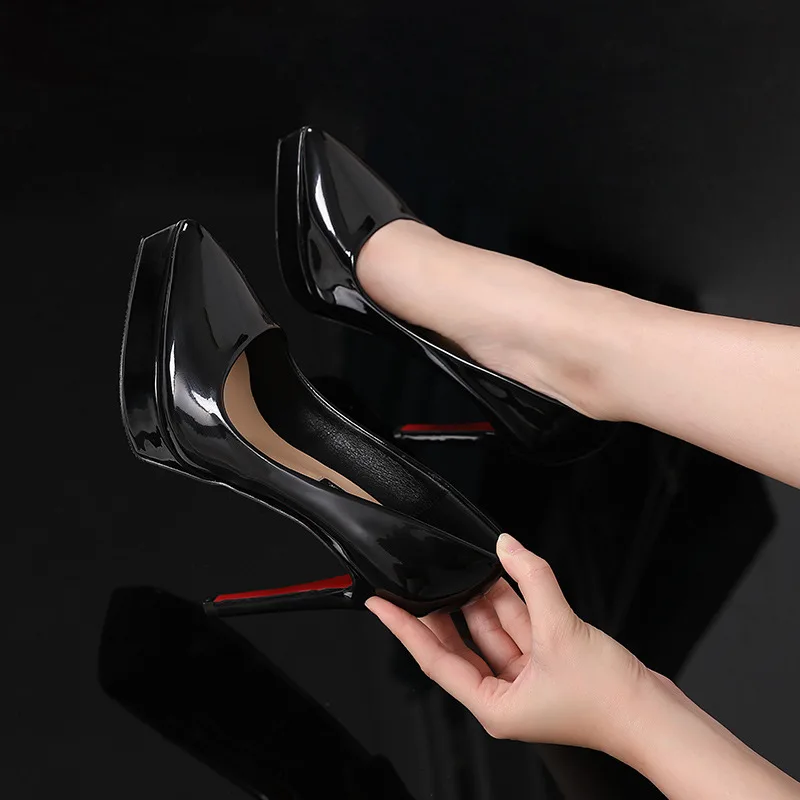 Platform Shoes High Heels Patent Leather Black Office Shoes for Women Stiletto Heels Formal Pumps Women Sexy Shoes High Heel