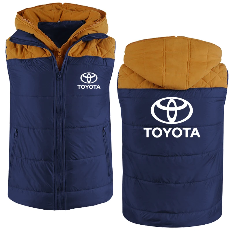 

Men's jackets Toyota car logo printing Casual hiphop Harajuku sleeveless Splicing Men's Hoodie zipper Jacket Clothing