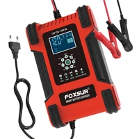 foxsur 12amp pulse repair charger lifepo4 motorcycle 12v 24v car battery charger agm deep cycle gel efb lead acid charger