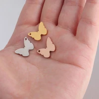 stainless steel small butterfly charms for diy jewelry making mertal butterfly pendant mirror polished wholesale 20pcs