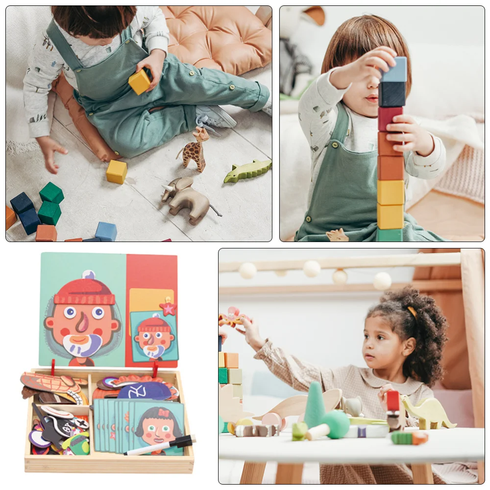 

1 Set Creative Simple Five Senses Puzzle Magnetic Pattern Blocks Magnetic Tangram