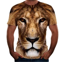 hot summer men printed 3d lion cat short sleeve polyester t shirt breathable comfort loose