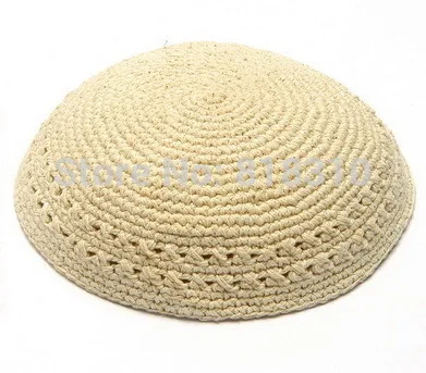 17 см ручной вязки YARMULKE KIPPAH - Цвет: Cream