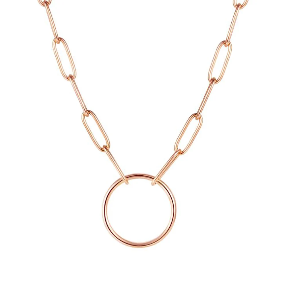 

Stainless Steel Minimalism Rose Gold Circle Round Chain Link Pendant Necklace Jewelry Fashion Delicate Women Gift For Him