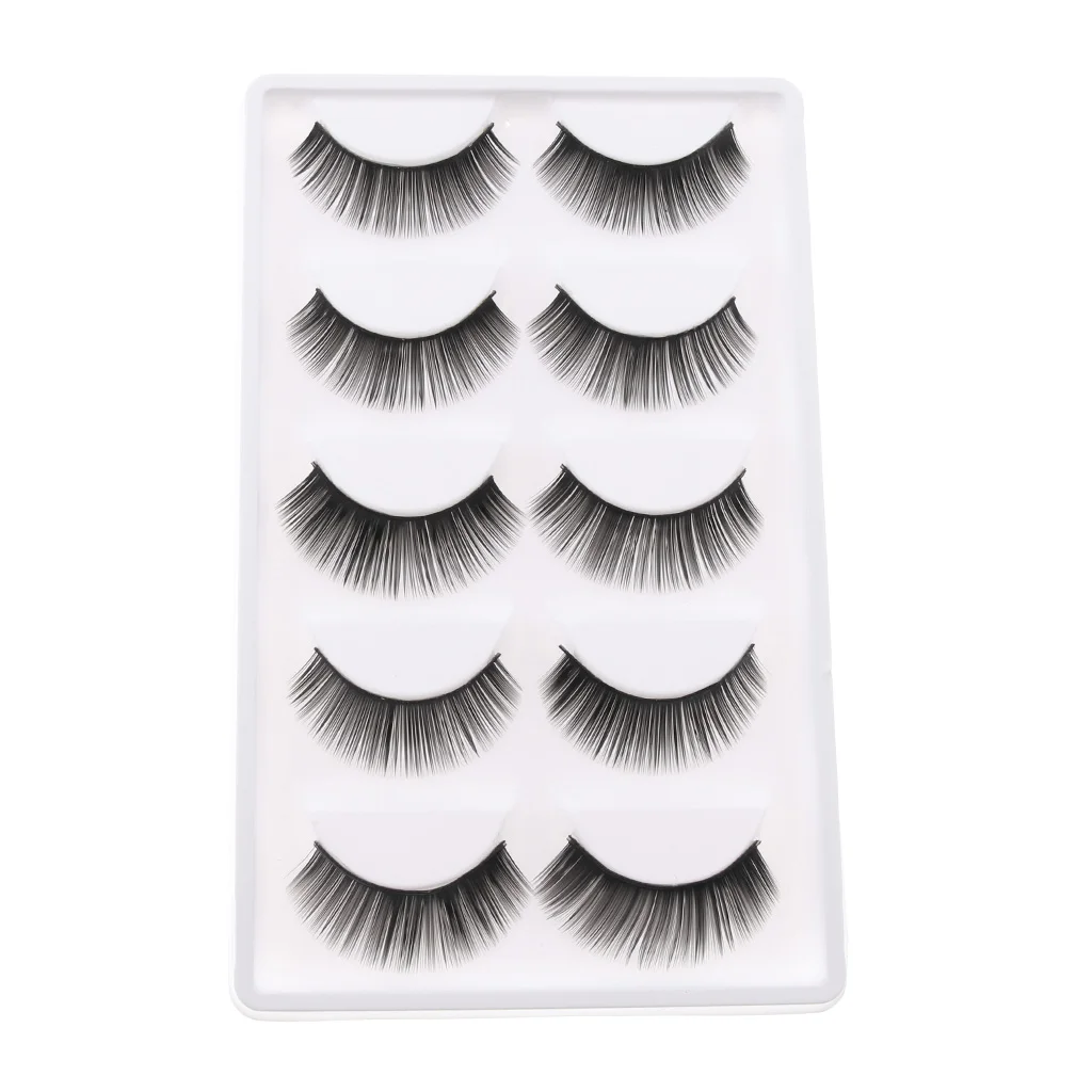 

5Pairs Handmade False Eyelashes Black Women DIY Making & Repair Accessory