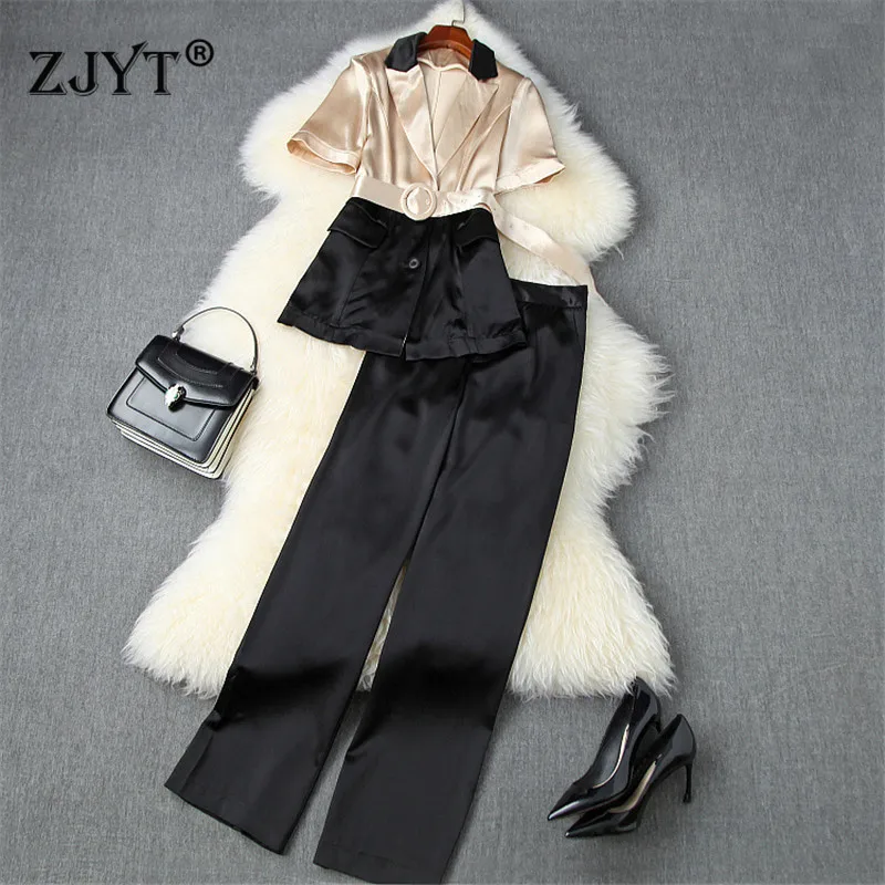 Женский осенний костюм из двух предметов элегантный Блейзер и брюки разных