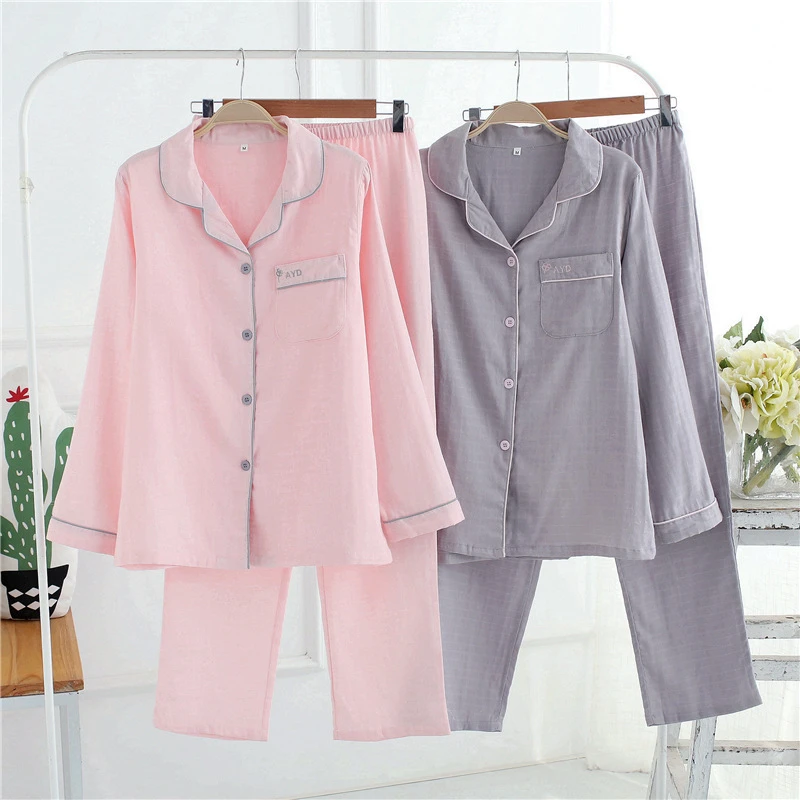 Женский домашний костюм хлопковая марлевая Пижама женские хлопковые пижамы с