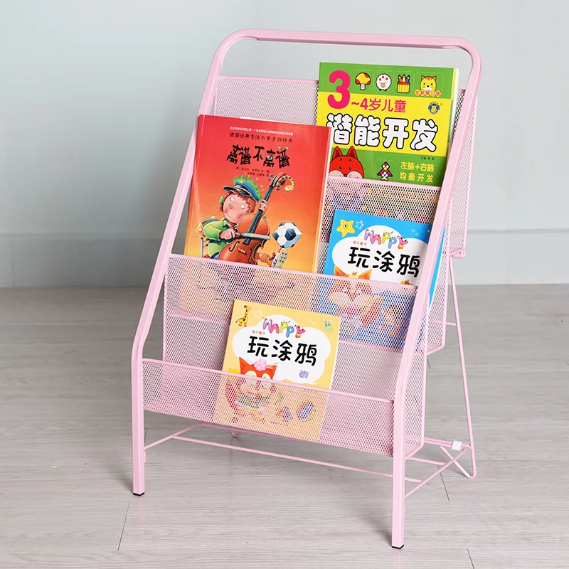 Детская книжная полка железная стойка для детских садов журналов напольная