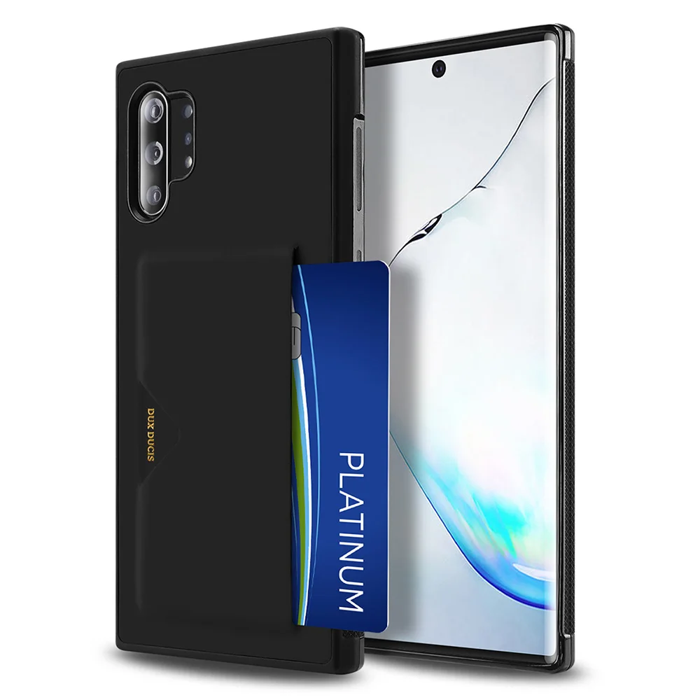 Чехол-бумажник для samsung Note 10 и 10+ Plus из кожи ПУ и ТПУ Бампер Защитный слот для кредитных карт держатель сумка для мобильного телефона - Цвет: Черный