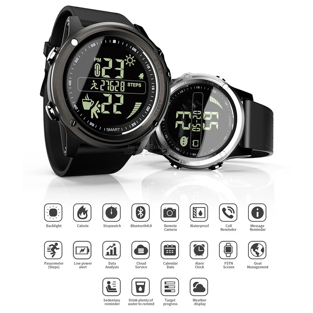 Умные часы LOKMAT Bluetooth спортивные водонепроницаемые умные с шагомером 5 АТМ
