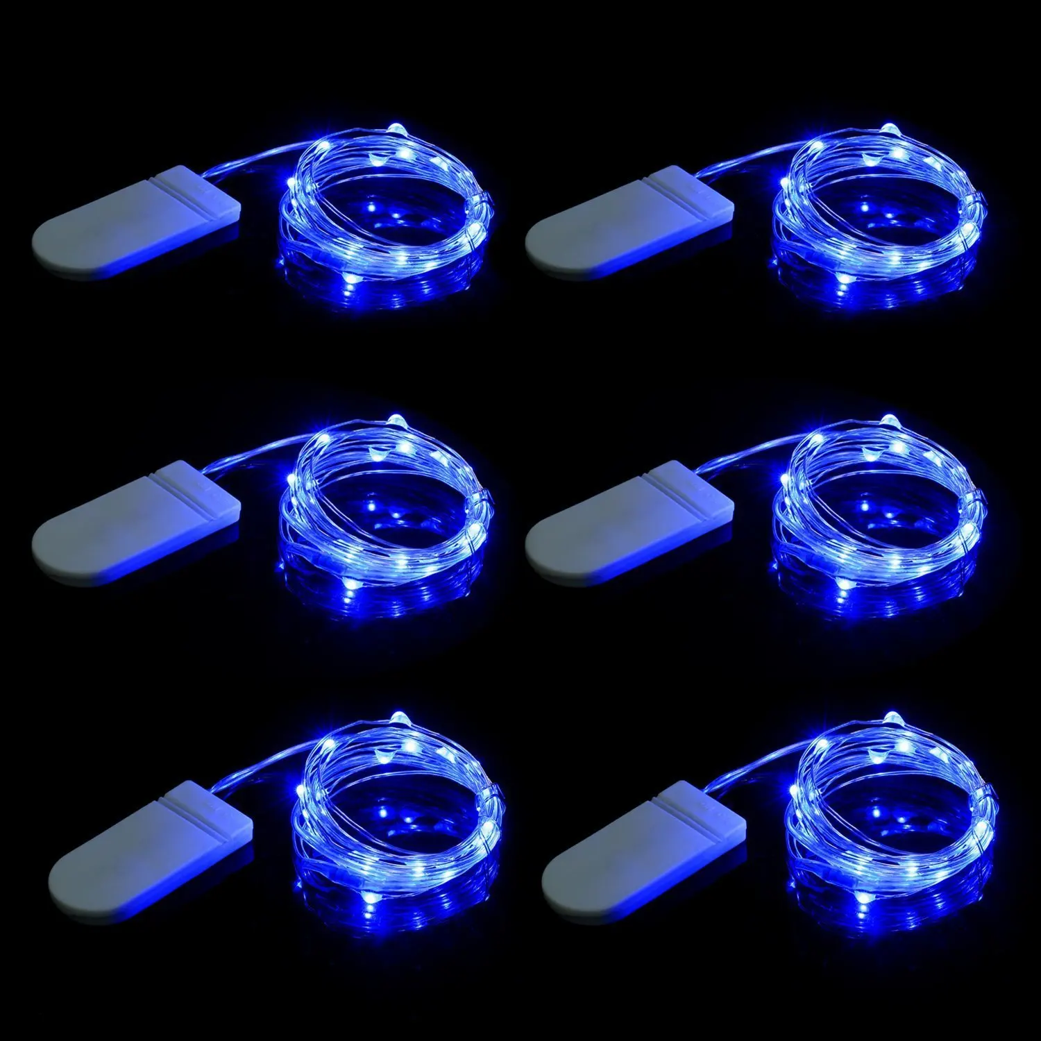 Blue 6 шт. в упаковке 2 м 20 светодиодный s светодиодный гирлянд Медный провод строки света Батарея питание для Праздничная Свадебная вечеринка Рождество D40 - Испускаемый цвет: Blue