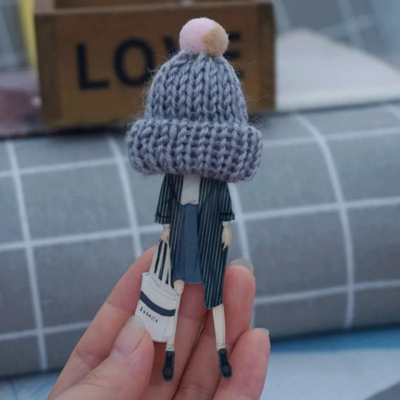 Женская Серая шерстяная брошь на шляпу | Украшения и аксессуары