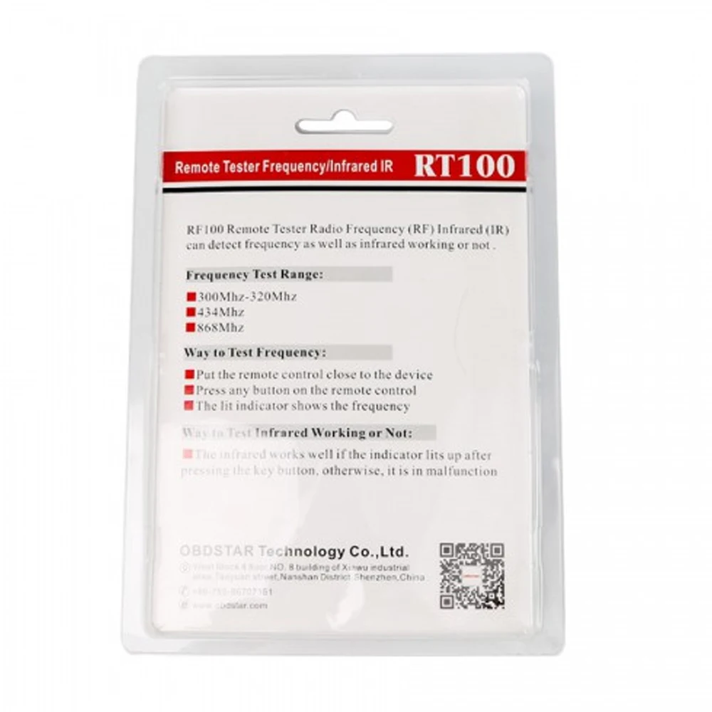 Дистанционный тестер OBDSTAR RT100 частота ключа/Инфракрасный тестер/считыватель для